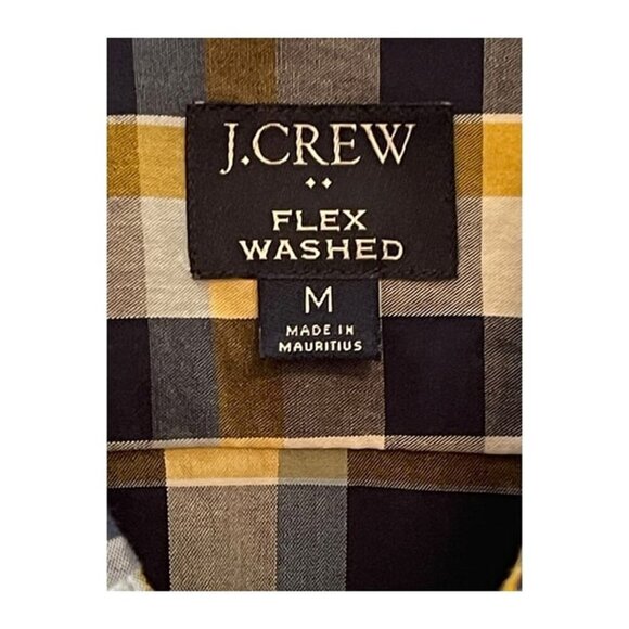 J. Crew Men’s Slim Flex Washed Button Down Oxford Shirt Size M Blue Yellow Plaid - Picture 2 of 5